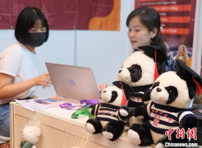 北京理工大學(xué)帶來可愛熊貓玩偶，頗為吸睛 陳悅 攝