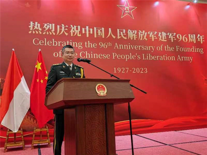 圖為徐勝武官致辭。中國駐印度尼西亞使館供圖