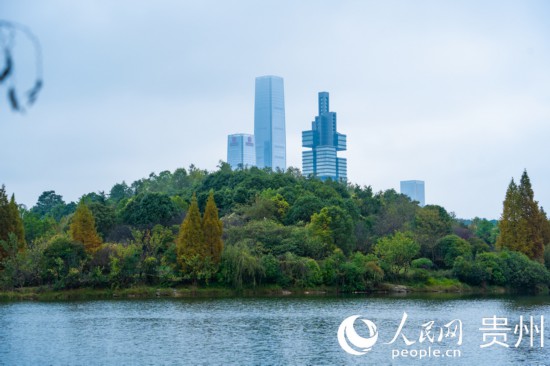 城市地標與綠水青山相得益彰。人民網(wǎng) 陽茜攝