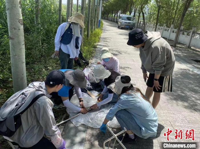 圖為科研人員正在進行監(jiān)測?！∥鲗庝宜畤覞竦毓珗@供圖