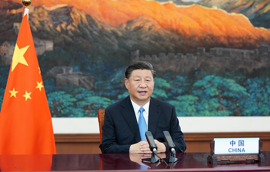 2020年9月22日，國家主席習(xí)近平在第七十五屆聯(lián)合國大會(huì)一般性辯論上發(fā)表重要講話。新華社記者 鞠鵬 攝
