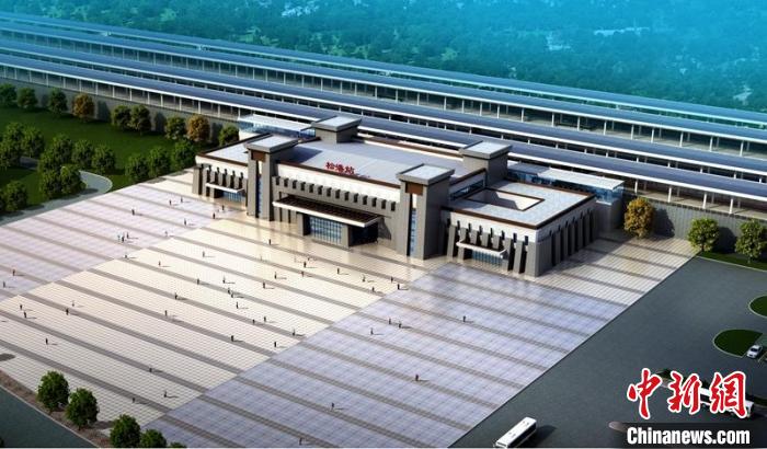 成蘭鐵路松潘站設(shè)計效果圖?！≈需F八局供圖