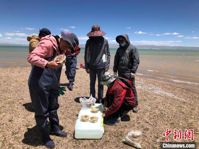 科考隊(duì)員在高原湖泊岸邊進(jìn)餐?！?lt;a target='_blank' ><p  align=
