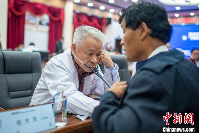圖為專家團隊在日喀則市開展義診活動?！〉┰雠?攝