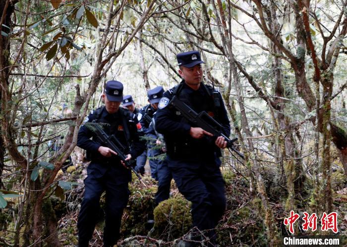 山南邊境管理支隊玉麥邊境派出所民警在邊境原始森林里開展邊境巡邏?！∴嶇?攝